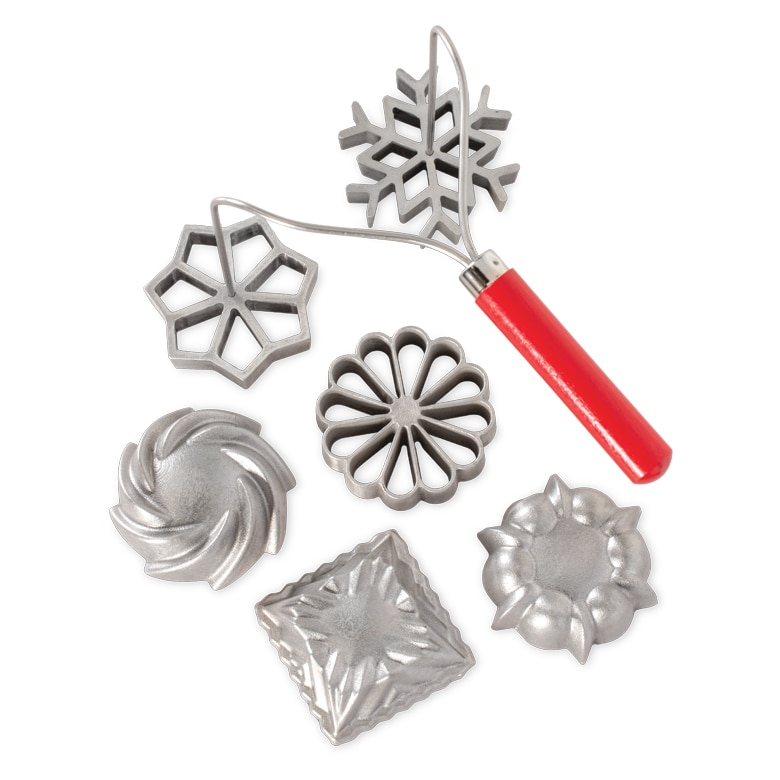 Hemoton Rosette Timbale Aluminum Waffle Molds with Wooden Handle Homemade Swedish for Rosette Bunuelos Cookie Flower