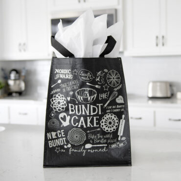 Tote bag filled with tissue on kitchen counter