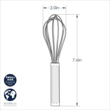 Small Whisk, stainless steel Dimensional Drawing