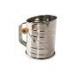 Flour Sifter, with handle, lever with wooden knob, measurements on outside of sifter.