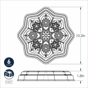 Dimensional Drawing for Sweet Snowflakes Shortbread Pan