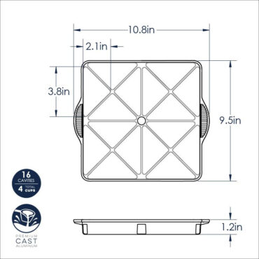 Nordic Ware aluminum mini scone pan with 8 triangular wedge-shaped cavities, natural silver finish