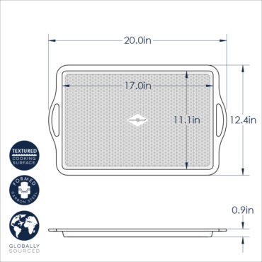 Treat  Large Cookie Sheet, textured cooking surface Dimensional Drawing