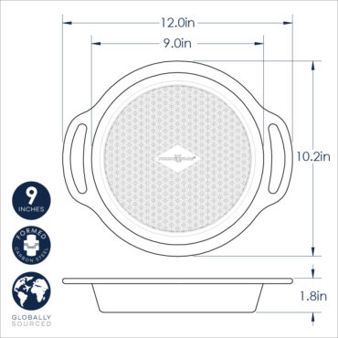 Treat Round Cake Pan, textured surface Dimensional Drawing