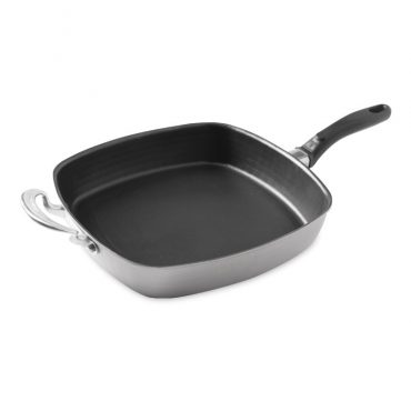 Square Meal Pan, with main black handle and aluminum helper handle