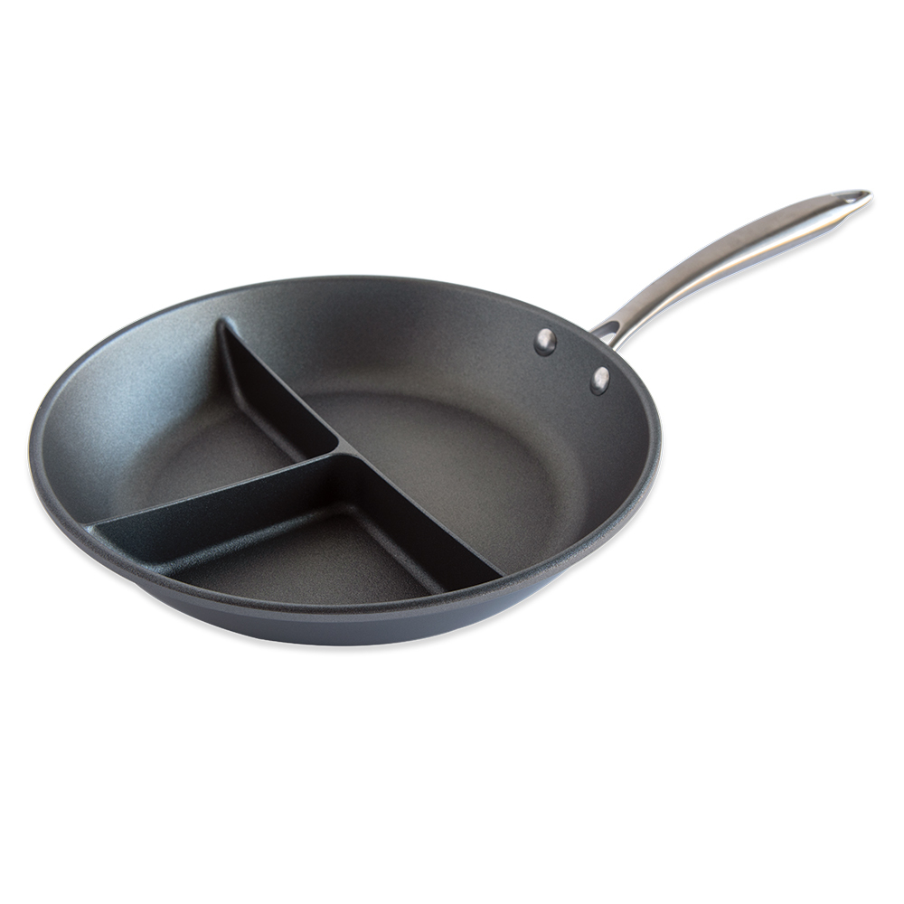 Nordic Ware Cast Aluminum 3 in 1 Divided Saute Skillet Pan 12 inch 