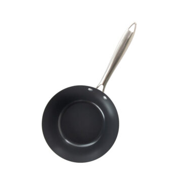 Nordic Ware 8-inch aluminum wok with dark non-stick interior coating and stainless steel handle