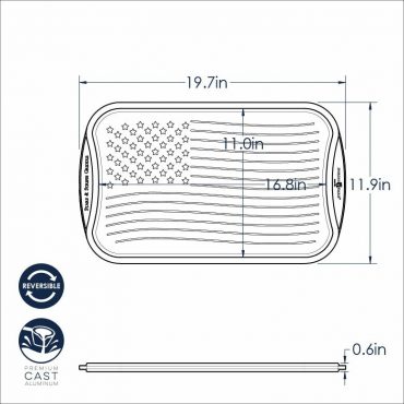 Stars and Stripes Griddle dimensional drawing