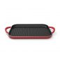 Slim Grill with 2 handles, ribbed nonstick interior, red exterior