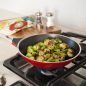 sauted brussel sprouts in saute pan on stove top