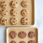 Baked cookies on two half sheet pans