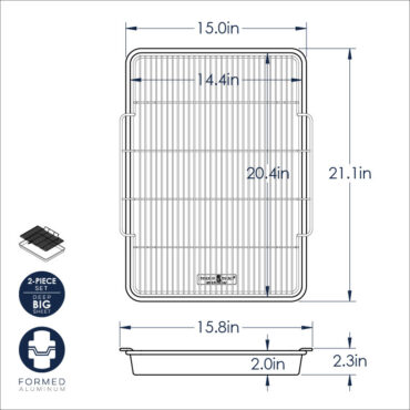 Nordic Ware extra large aluminum oven crisp baking tray, rectangular with perforated surface, natural finish