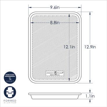 nordic ware 3 in 1 prep grill and serve tray dimensional drawing