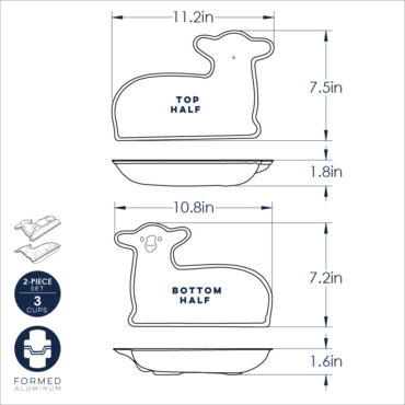 Nordic Ware aluminum 3D lamb cake pan, detailed sheep-shaped mold with textured wool pattern, natural silver finish