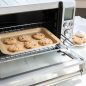 Cookies on compact baking pan in toaster oven