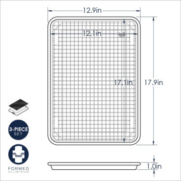Nordic Ware Naturals aluminum 3-piece cookie baking set with two sheet pans and cooling rack, natural finish