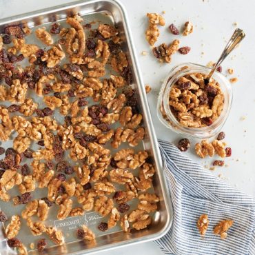 Roasted nuts on sheet pan