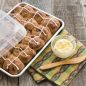 Naturals® Baker's Quarter Sheet with Lid, filled with Hot Cross Buns