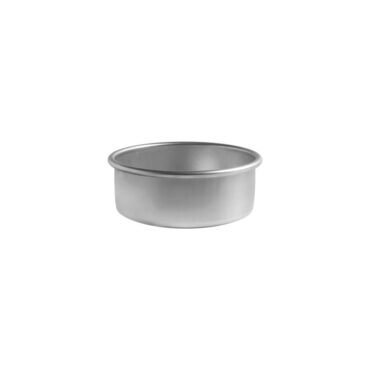 Nordic Ware Naturals aluminum 6-inch round layer cake pan, natural silver finish, angled view