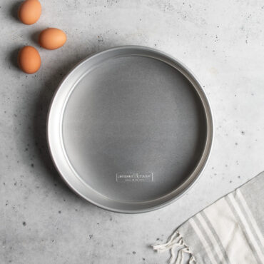 Nordic Ware Naturals aluminum 12-inch round cake pan with straight sides, natural silver finish