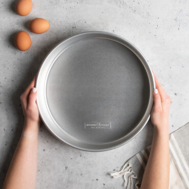 Nordic Ware Naturals aluminum 12-inch round cake pan with straight sides, natural silver finish