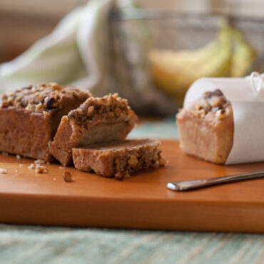 mini banana loaf bread made with nordic ware aluminum mini loaf pan set