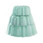 set of 3 formed aluminum Bundt® cake pans, mint exterior, white interior, 3 cup, 6 cup, 10 cup stacked in tier