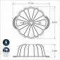 Dimensional Drawing 6 Cup Anniversary Bundt Pan with handles