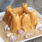 Baked Castle Bundt on "sand" brown sugar, sea shells as decoration