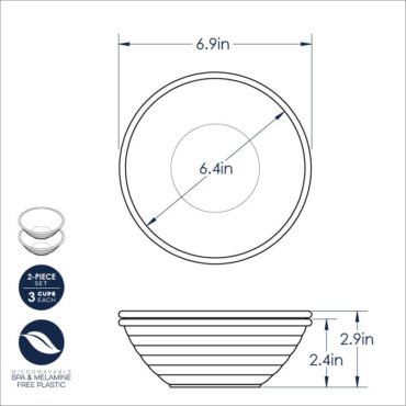Microwave Safe Picnic Bowls Dimensional Drawing