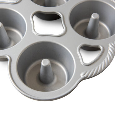 Angel Cakes Mini Angel Food Pan silver nonstick interior, up-close of one cavity