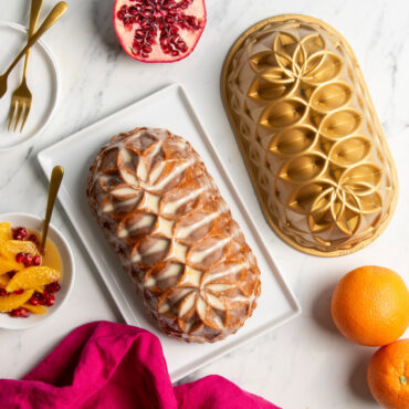 loaf cake baked in Nordic Ware Jubilee pan