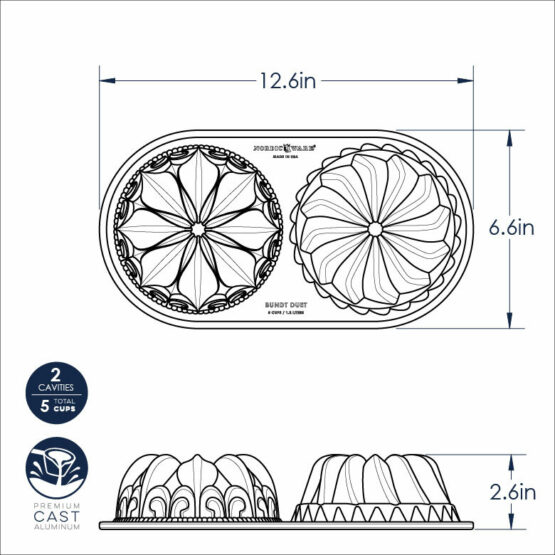Bundt® Duet Pan Cast Aluminum Bakeware Nordic Ware