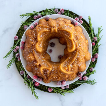 Baked Wreath with fresh cranberries and rosemary for garnish