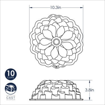 Blossom Bundt Pan dimensional drawing