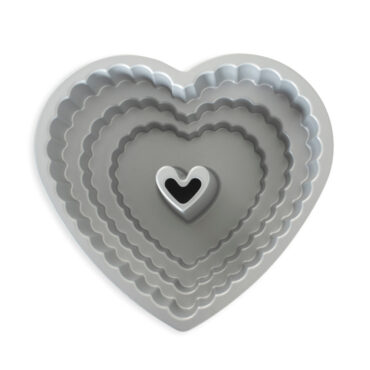 Tiered Heart Bundt Pan silver interior