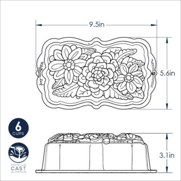 Wildflower Loaf Pan dimensional drawing