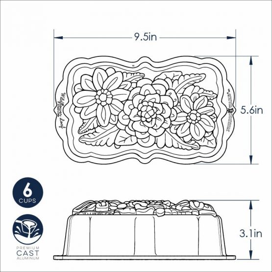 Wildflower Loaf Pan Cast Aluminum Bakeware Nordic Ware