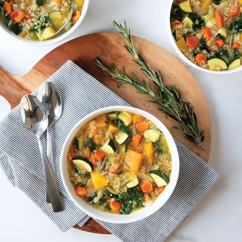 Rosemary Butternut Squash, Quinoa, and Vegetable Soup