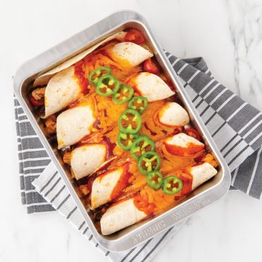 Baked enchiladas in compact pan