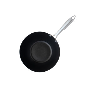 nordic ware spun 10 inch medium sized wok with silver handle