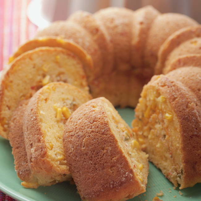 Cornbread Bundt with Savory Cheese Filling