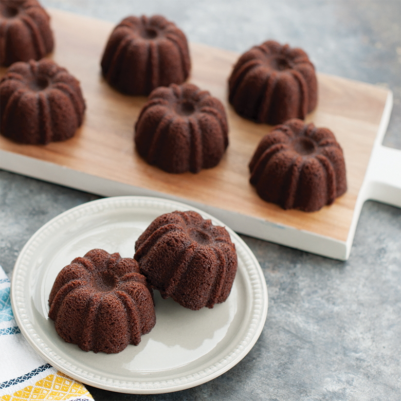 Baby Bundt Brownies with Honeyed Cream Cheese