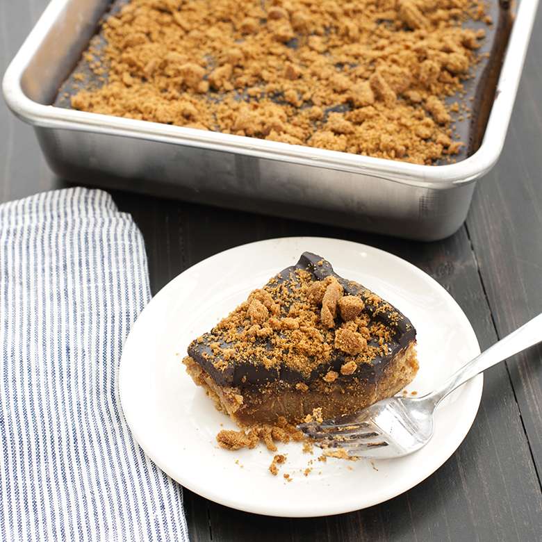 Pumpkin Blondies with Espresso Chocolate Ganache and Gingersnap Crumble