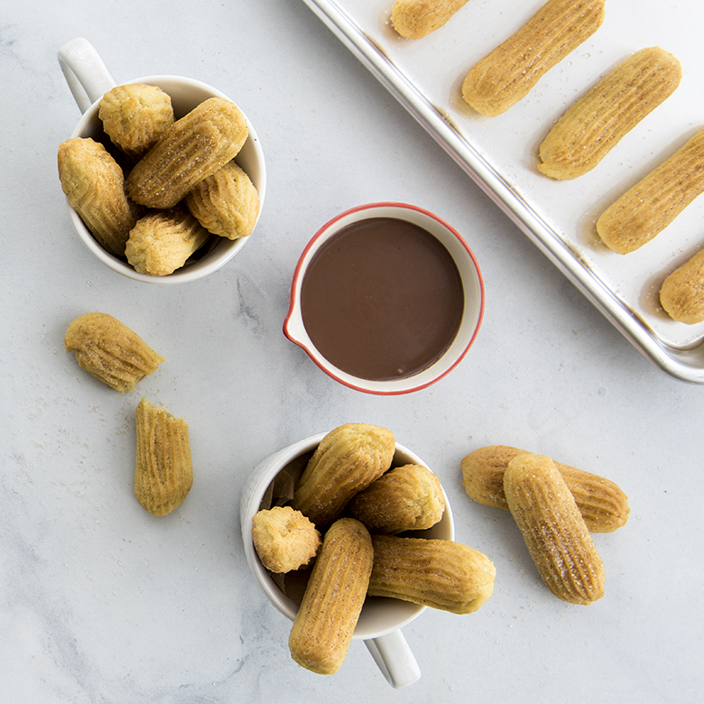Baked Churros with Chocolate Nutella Dipping Sauce