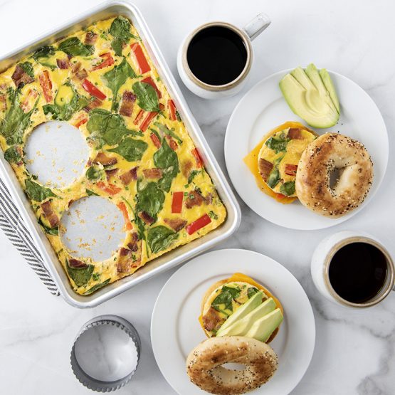 Bacon and Spinach Egg Bagel Sandwiches Nordic Ware