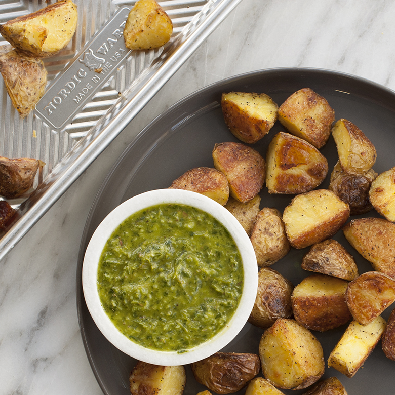 Oven Crisp Potatoes with Chimichurri