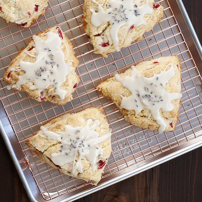 Strawberry Scones with Lavender Lemon Glaze