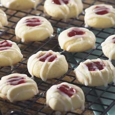 Strawberry Filled Butter Cookies with Lemon Glaze