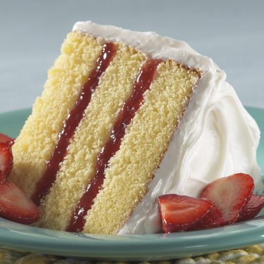 Triple Layer Lemon Cake with Strawberry Filling